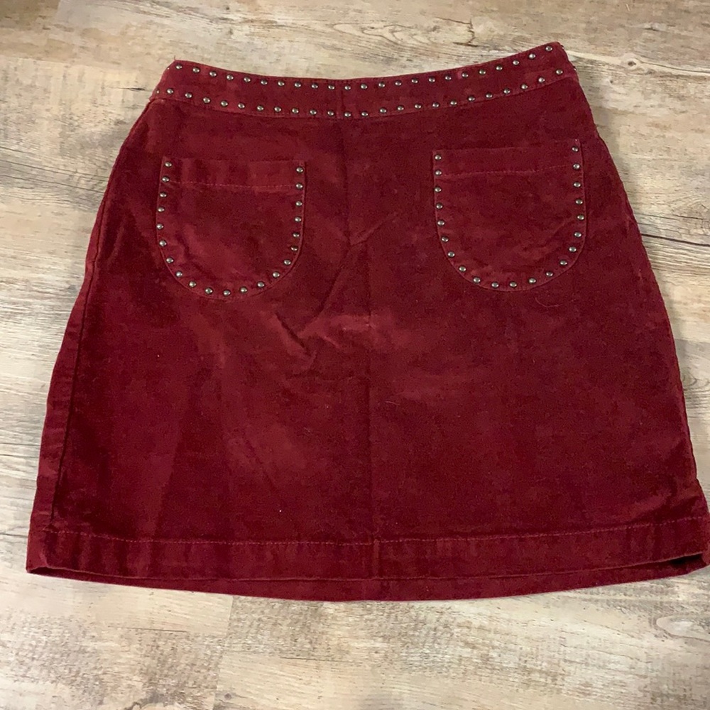 Maroon studded corduroy skirt